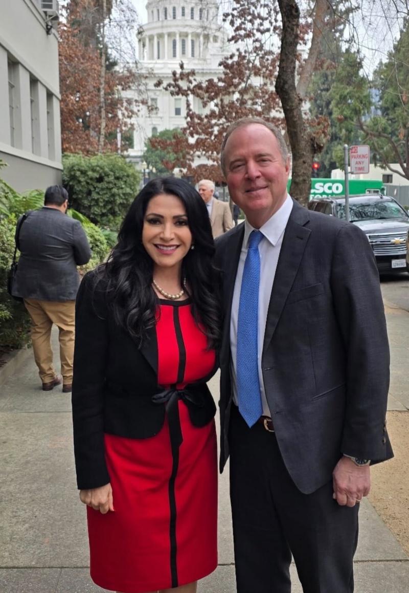 Senator Rubio photographed with Senator Adam Schiff outside of Sacramento Capitol