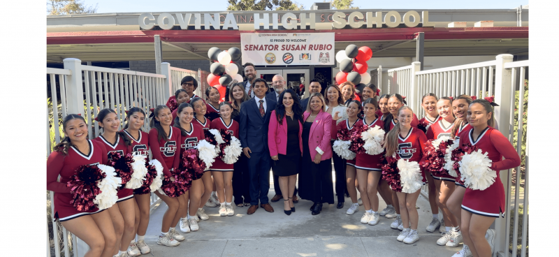 Senator Susan Rubio Welcomed by Covina High Cheer Team
